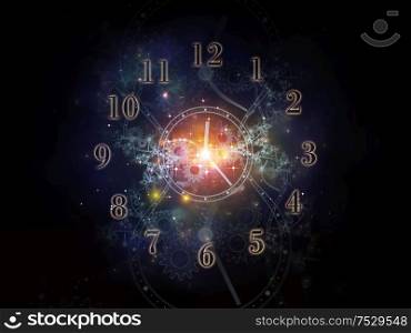 Relativity of Time. Faces of Time series. Backdrop of clock dials and abstract elements to complement designs on the subject of science, education and modern technologies