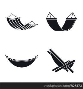 Relax hammock icon set. Simple set of relax hammock vector icons for web design on white background. Relax hammock icon set, simple style