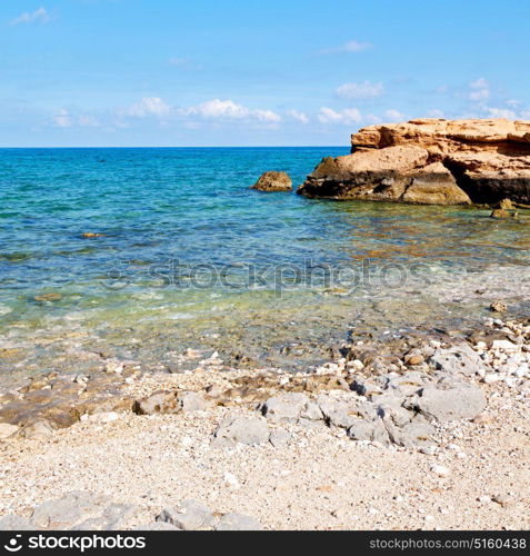 relax near sky in oman coastline sea ocean gulf rock and beach