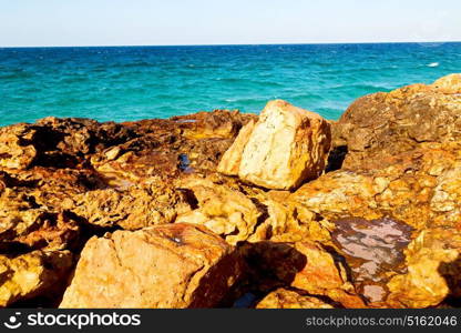 relax near sky in oman coastline sea ocean gulf rock and beach