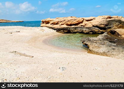 relax near sky in oman coastline sea ocean gulf rock and beach