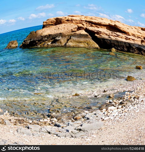 relax near sky in oman coastline sea ocean gulf rock and beach