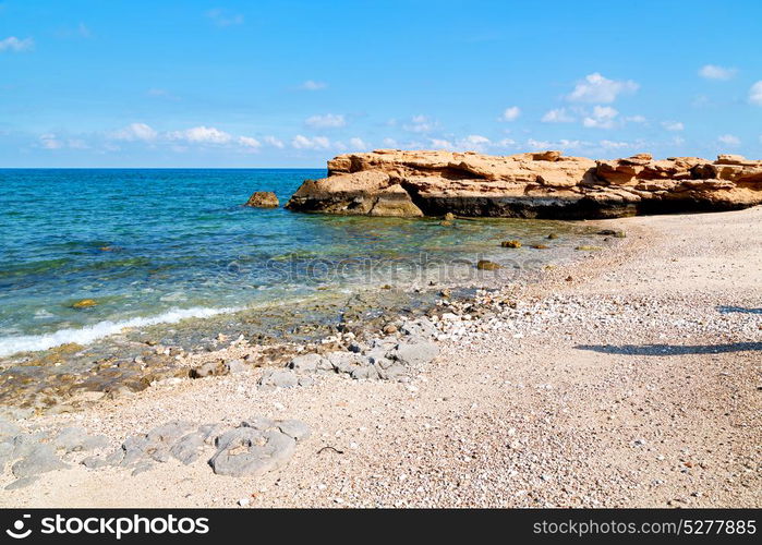 relax near sky in oman coastline sea ocean gulf rock and beach