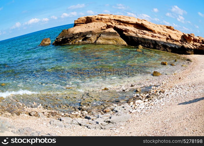 relax near sky in oman coastline sea ocean gulf rock and beach