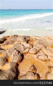 relax near sky in oman coastline sea ocean gulf rock and beach salt