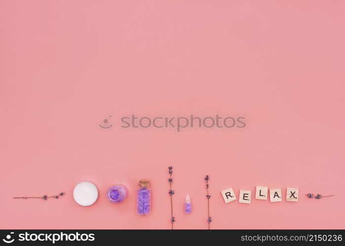 relax wooden letters with lavender bath salts