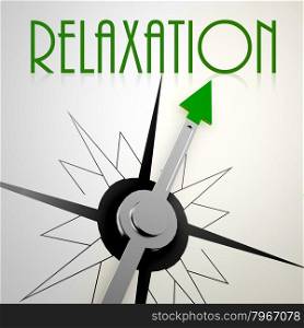 Relaxation on green compass. Concept of healthy lifestyle. Healthy compass