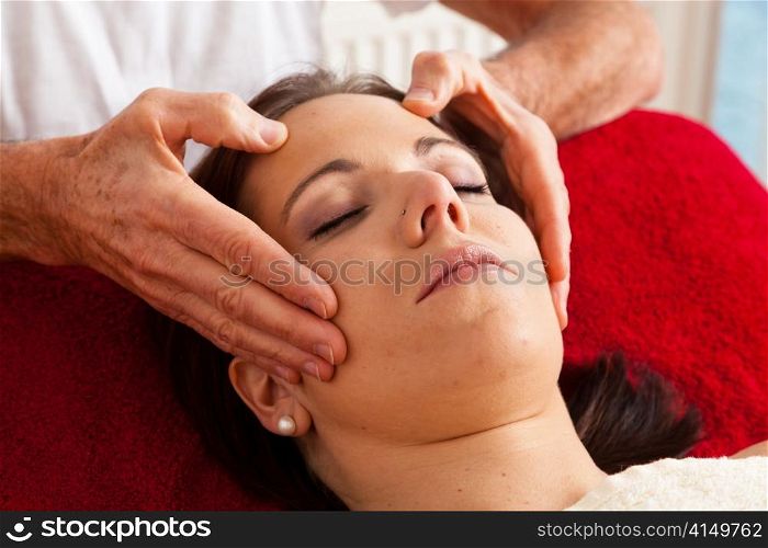 relaxation, peace and well-being through massage. head massage