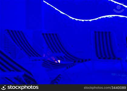 Relaxation speleoclimatic salt room on dark blue illumination