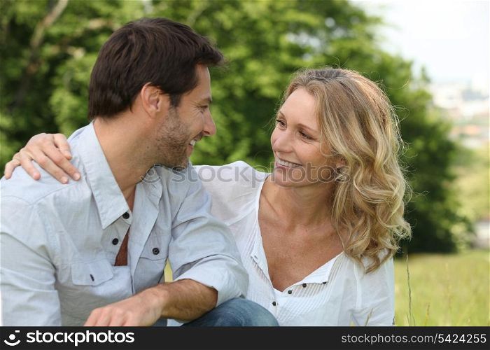 Relaxed loving couple