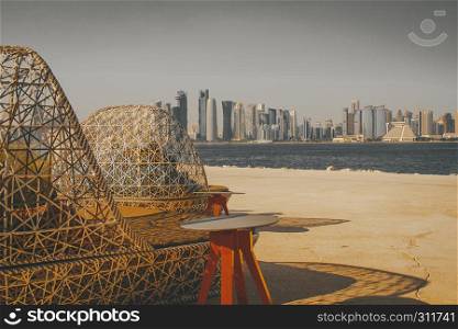 Relaxed view of Doha Skyline from MIA Park