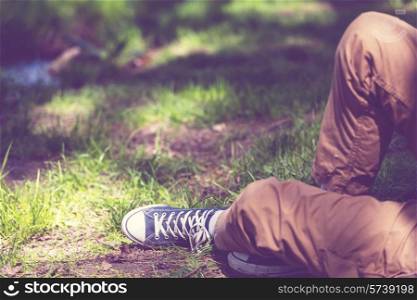 Relaxing boy in a meadow