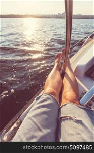 Relaxing scene on yacht