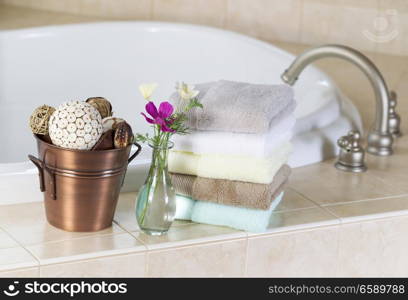 Relaxing soaking tub and spa accessories