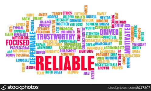 Reliable Word Cloud Concept on White. Reliable Word Cloud Concept