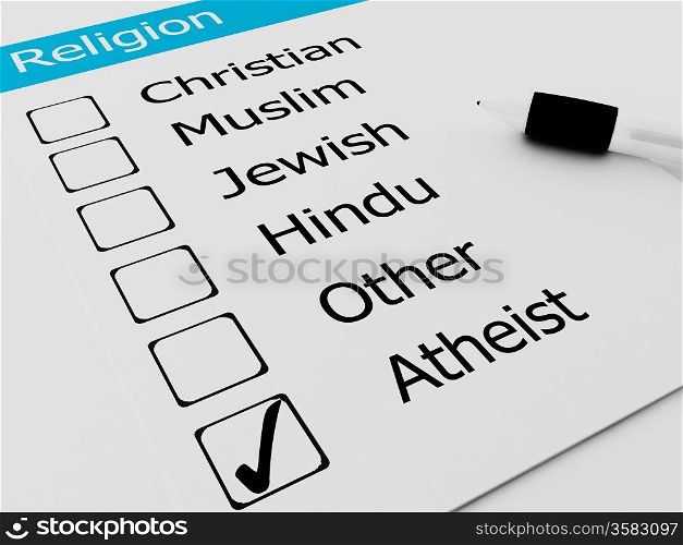 Religious Atheist or Agnostic on checkmark