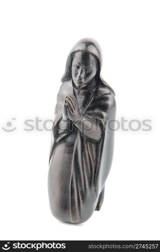 religious blackwood figurine of Virgin Mary isolated on white background