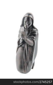 religious blackwood figurine of Virgin Mary isolated on white background