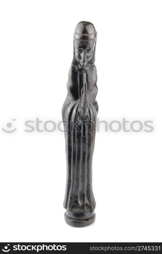 religious blackwood figurine of Virgin Mary isolated on white background