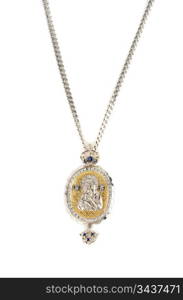 religious jewellery icon pendant on a white background