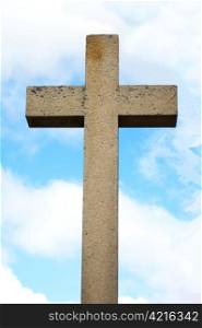 Religious stone cross in a sky in the street of Avila /Spain/