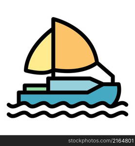 Relocation ship icon. Outline relocation ship vector icon color flat isolated. Relocation ship icon color outline vector