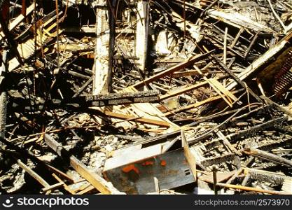 Remains of a burned house, Los Angeles, California, USA
