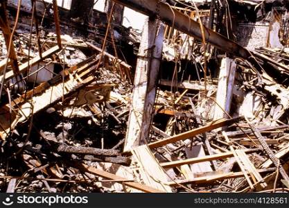 Remains of a burned house, Los Angeles, California, USA