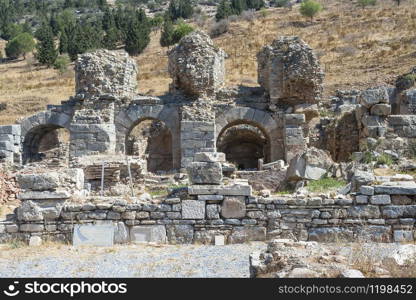 Remains of ancient Roman baths in the ancient city of Ephesus. Turkey