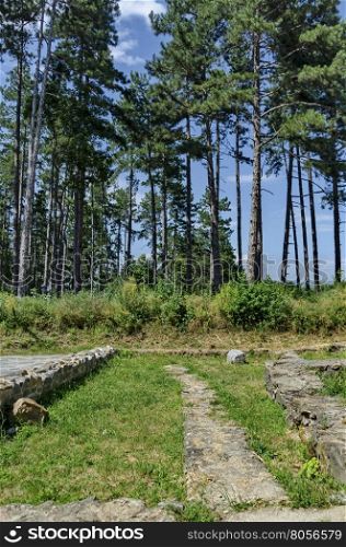 Remains of antiquity in the green forest near by castle Hisarlak, Kiustendil town, Bulgaria
