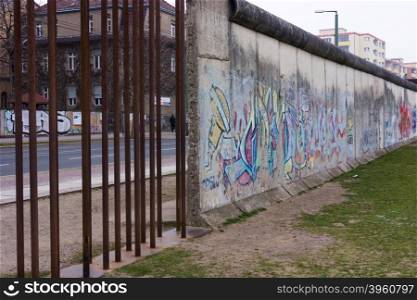 Remains of the Berlin Wall. The Berlin Wall (Berliner Mauer) in Germany