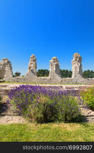 Remains of the refectory from Abbey Notre dame de Re on island Ile de Re