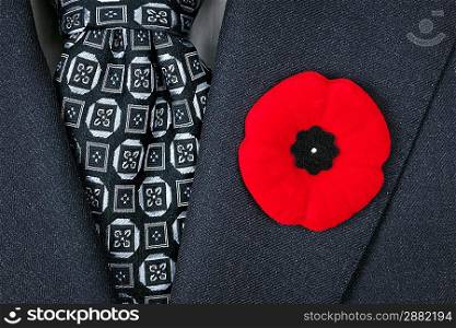 Remembrance Day poppy on suit