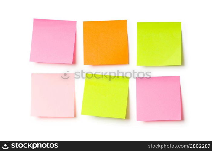 Reminder notes isolated on the white background