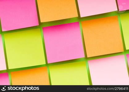 Reminder notes on the bright colorful paper