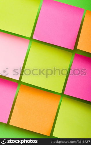 Reminder notes on the bright colorful paper