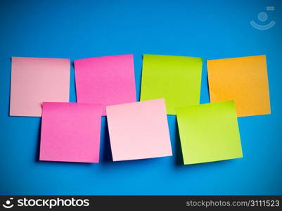 Reminder notes on the bright colorful paper