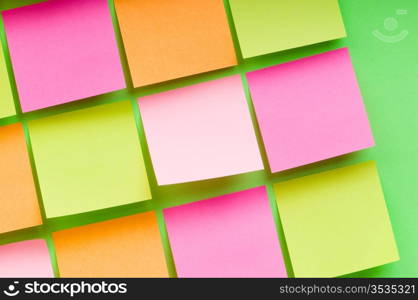 Reminder notes on the bright colorful paper