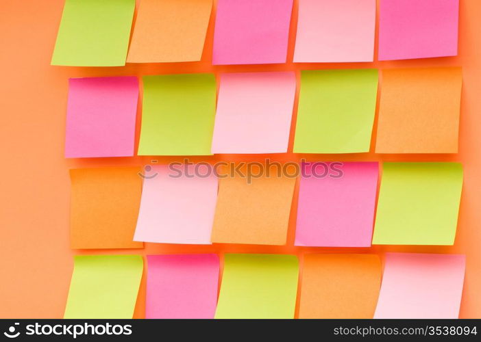 Reminder notes on the bright colorful paper