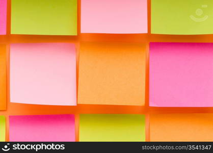 Reminder notes on the bright colorful paper