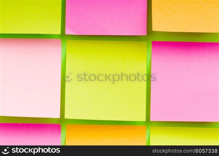Reminder notes on the bright colorful paper