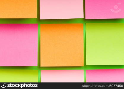 Reminder notes on the bright colorful paper