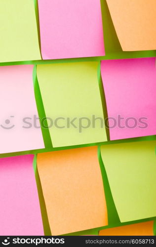 Reminder notes on the bright colorful paper