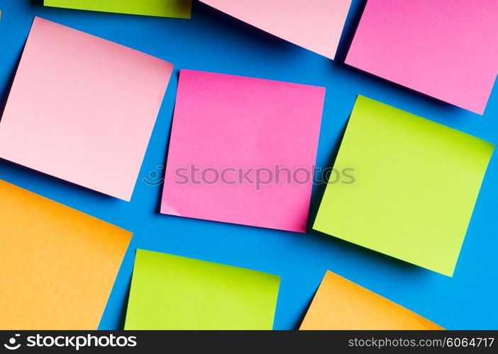 Reminder notes on the bright colorful paper