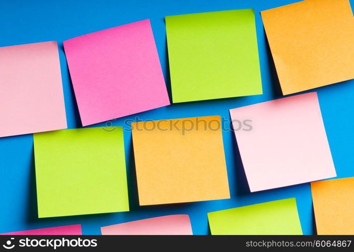 Reminder notes on the bright colorful paper