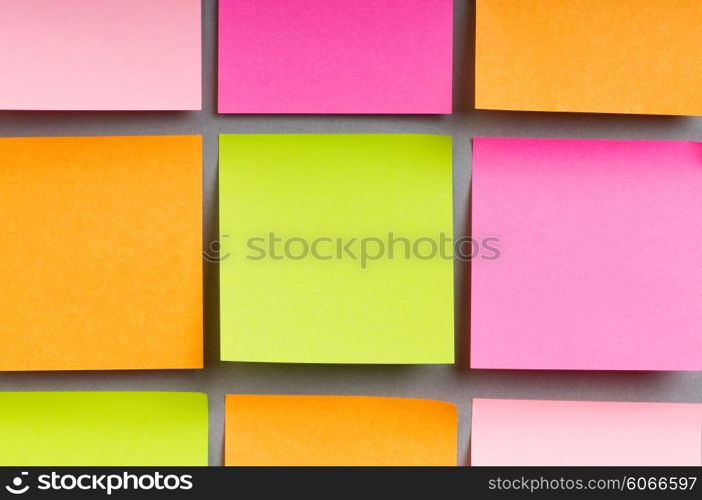 Reminder notes on the bright colorful paper