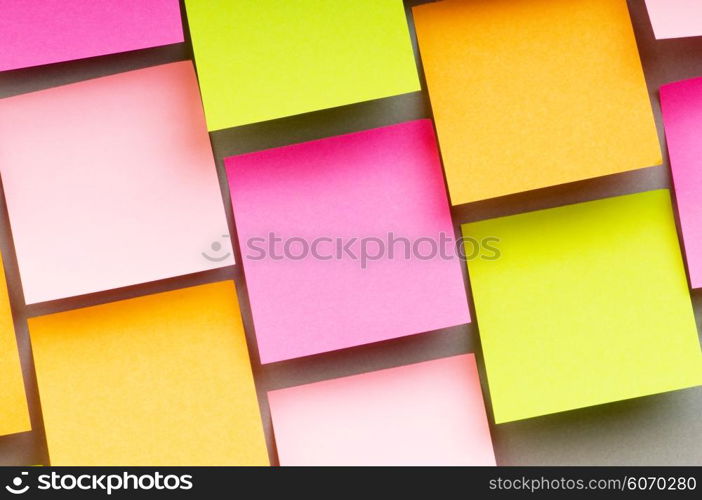 Reminder notes on the bright colorful paper