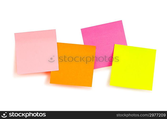 Reminder notes with paperclips isolated on the white
