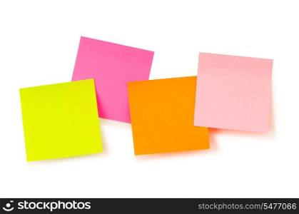 Reminder notes with paperclips isolated on the white