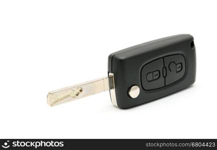 Remote black key car placed on a white background.